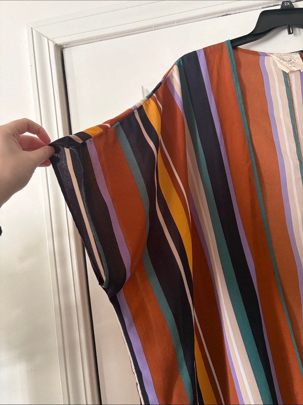 Striped Open-Front Kimono Multicolor - Picture 3 of 5